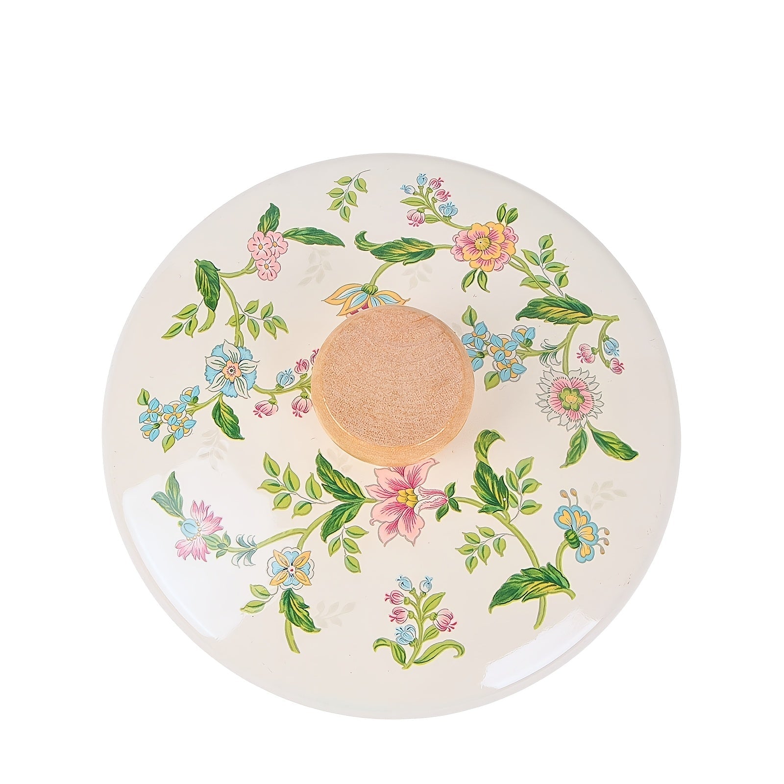 Floral Enamel Soup Pot with Rolled Edges for Open Fire and Induction Cooking