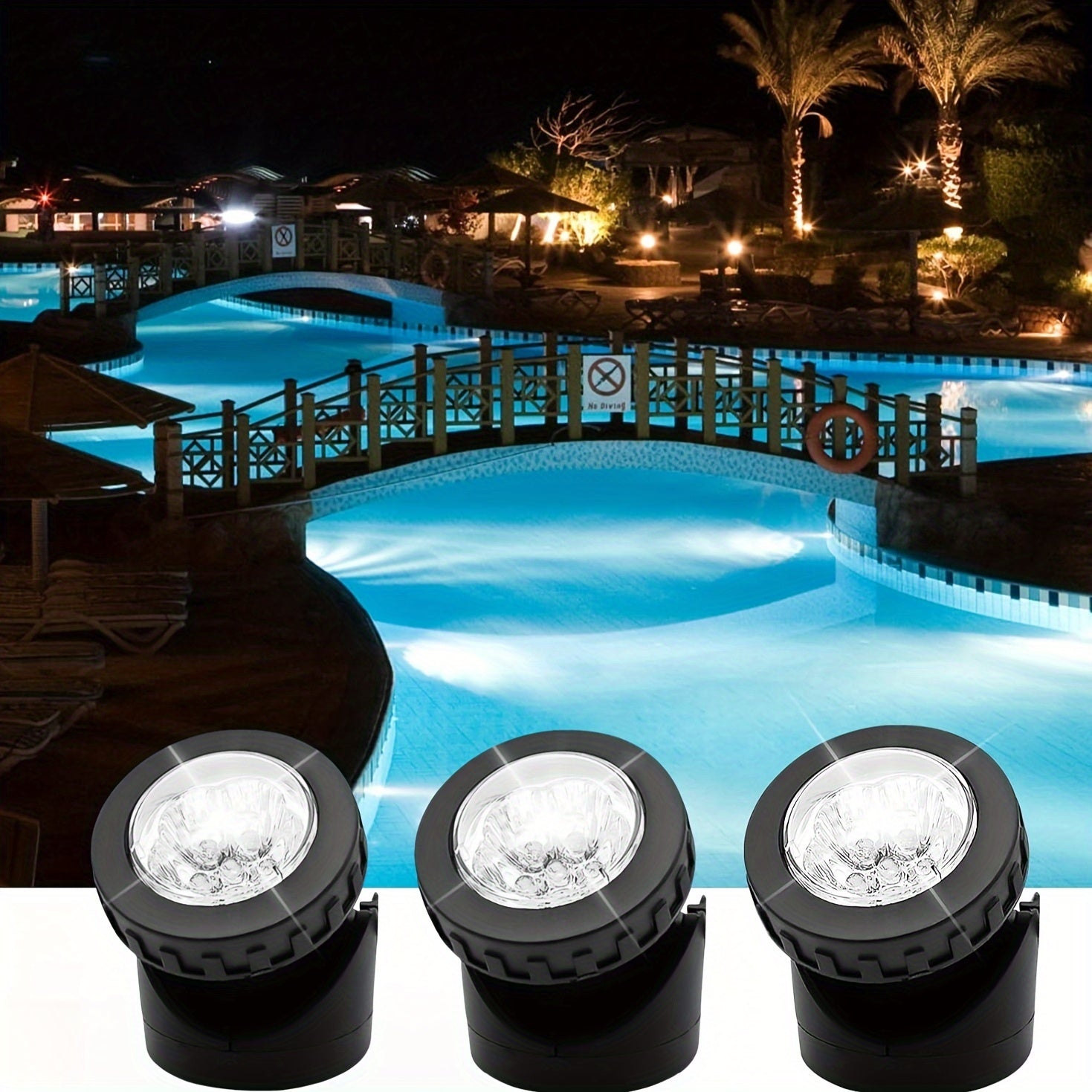 Luces de estanque solares con 6 LED, iluminación de seguridad exterior sumergible para jardines y fuentes