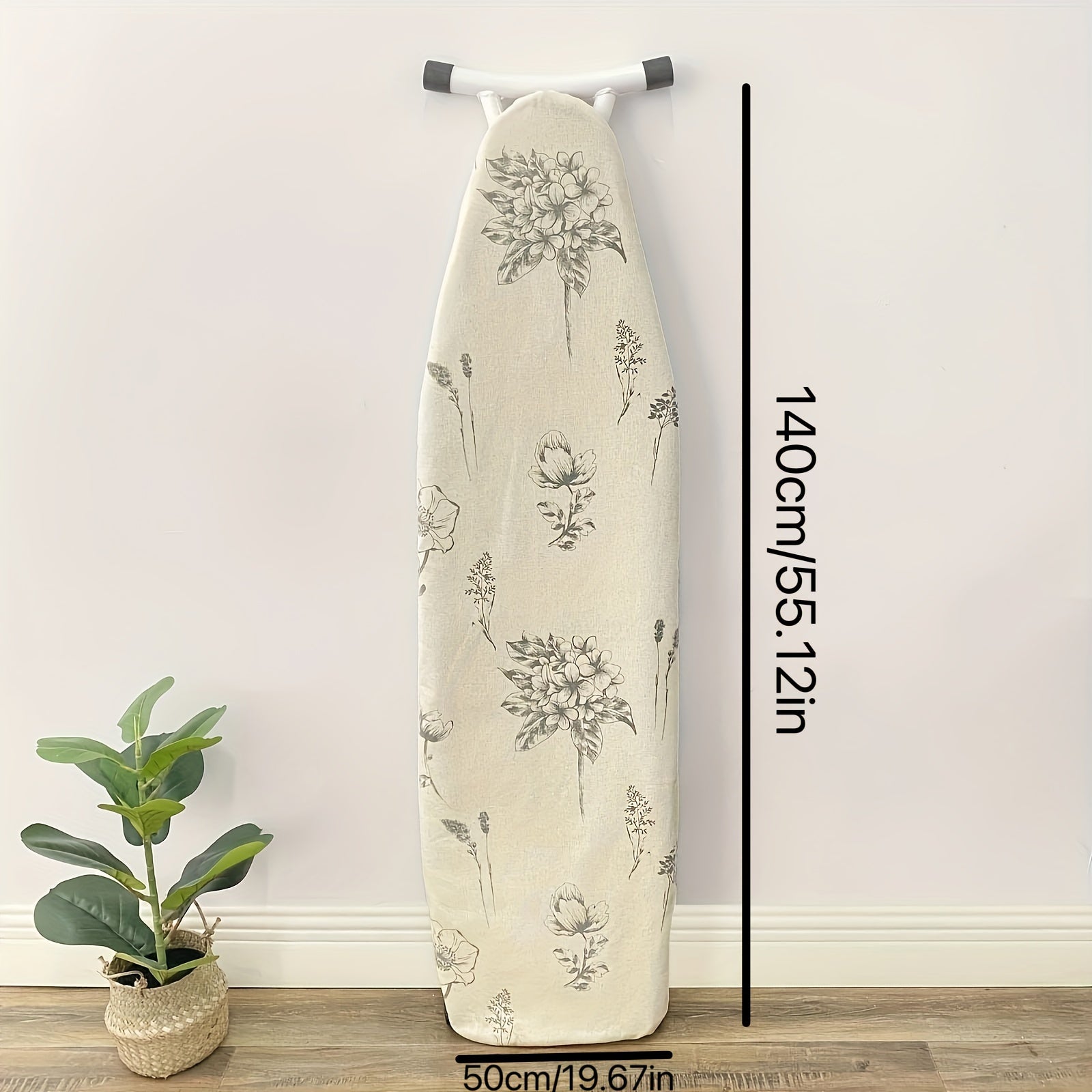 Floral Ironing Board Cover Polyester Blend Heat Resistant Non-Slip Size 139.7cmx20