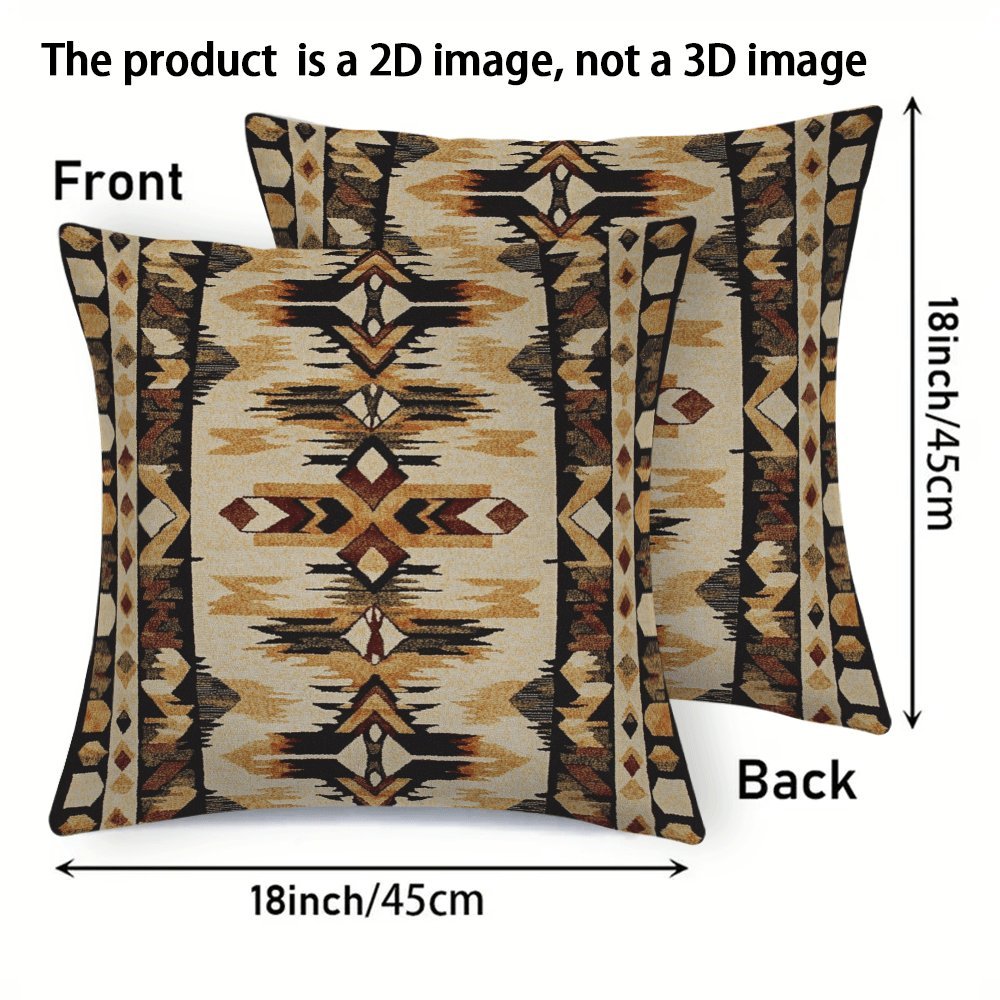 Set of 2 Native American-Inspired Flannel Pillow Covers 45.72cm Zippered Cushion Cases for Couch Bed Car
