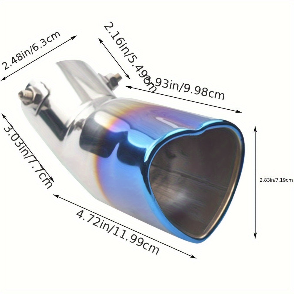Unisex Stainless Steel Heart Shape Car Exhaust Tips 2.5 Inch Silver Color
