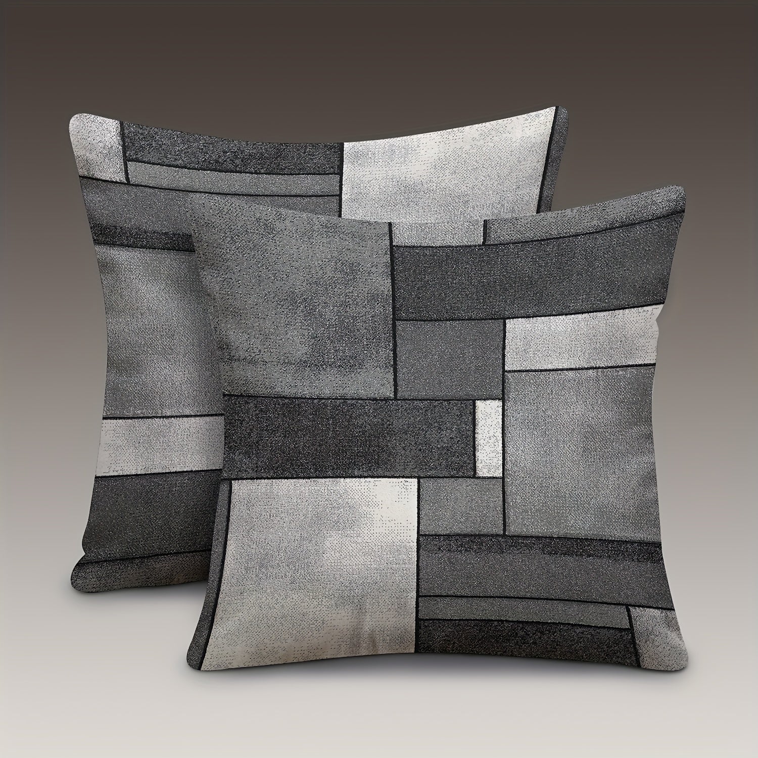 Набор из 2 современных геометрических наволочек для подушек, 45.72x45.72 см, двусторонний дизайн, мягкий полиэстер, застежка на молнии - идеально подходит для гостиной и спальни (вкладыши не включены)