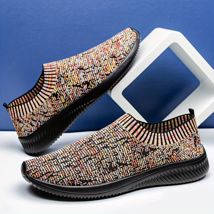 Men's Plus Size Breathable Knit Sneakers with Non-Slip EVA Sole for Casual and Outdoor Wear