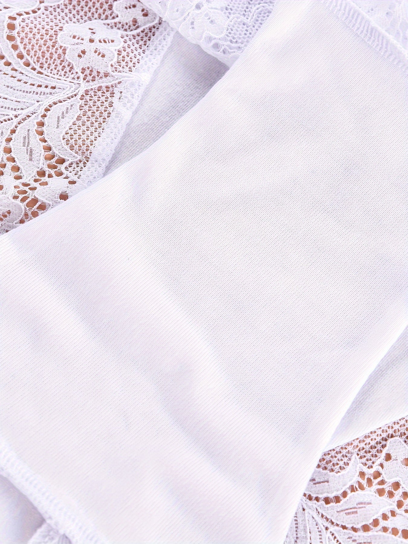 Bragas de encaje transpirable para mujer, color sólido semi-transparente, poliamida elastano