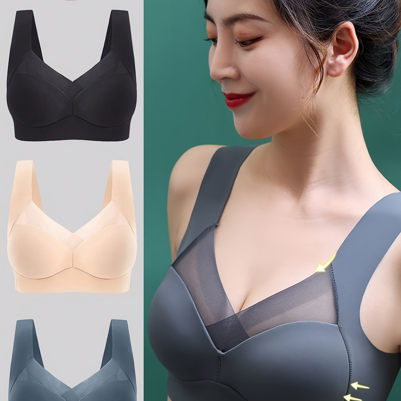 Women's Wirefree Yoga Bralettes Set Soft Breathable Stretch Backless Bras