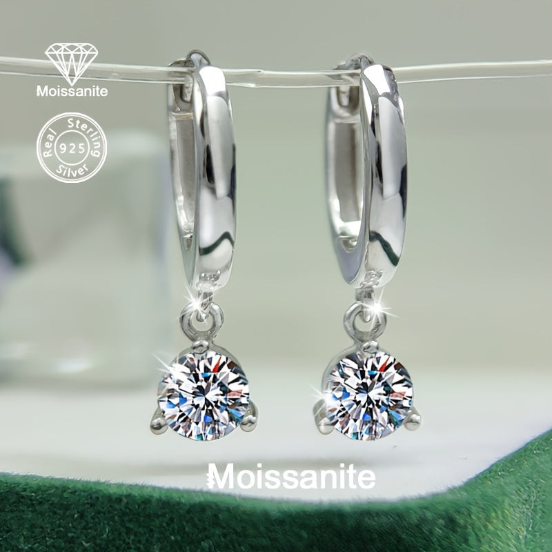 925 Silver Earrings with 1 Carat White Moissanite Stones for Gift and Daily Wear
