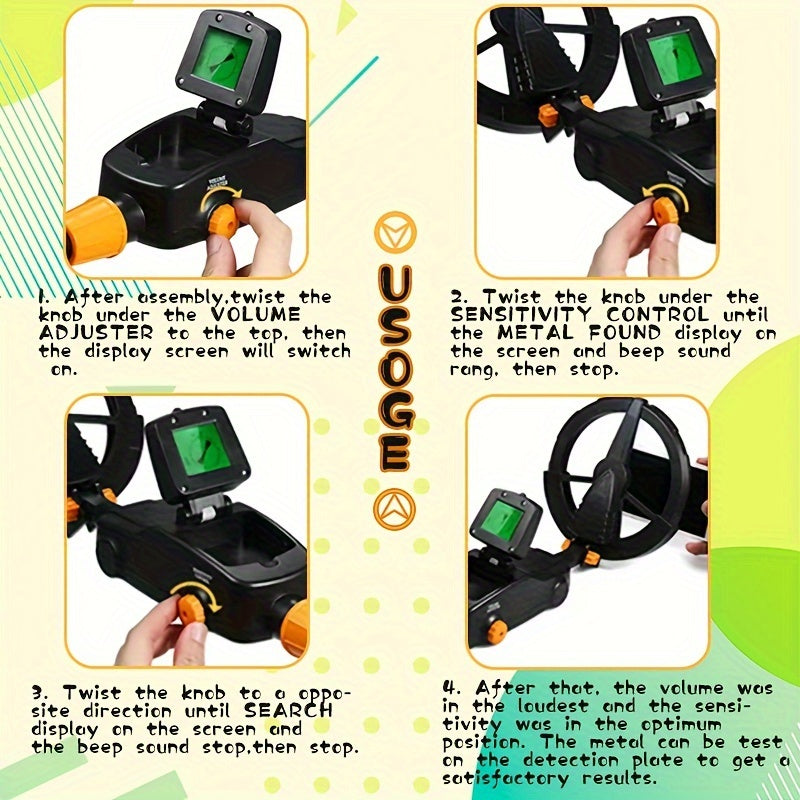 Lightweight Metal Detector for Beginners Battery-Powered Adjustable Stem Handle Grip