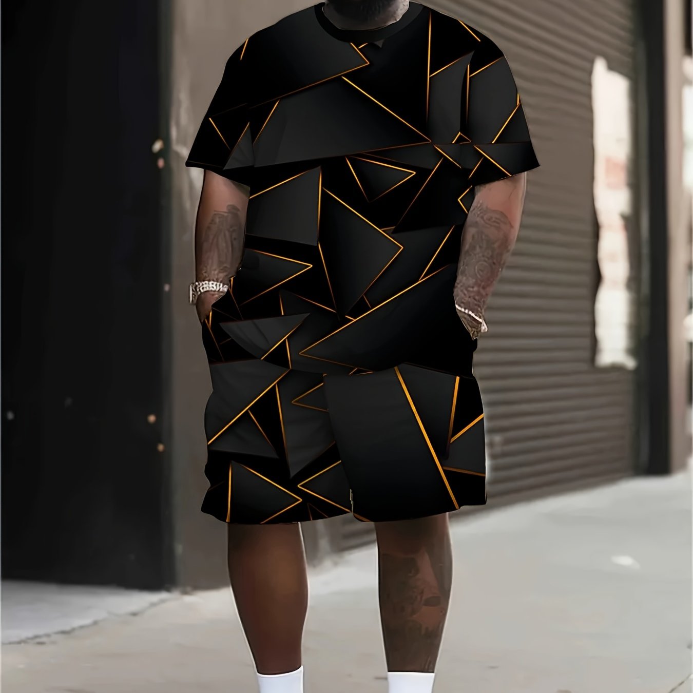 Men's Summer Clothing Set Polyester 3D Digital Print Casual Shorts and T-Shirt