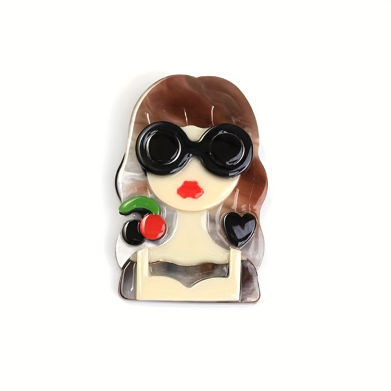 Women's Acrylic Brooches with Glasses, Stylish and Unique Accessories