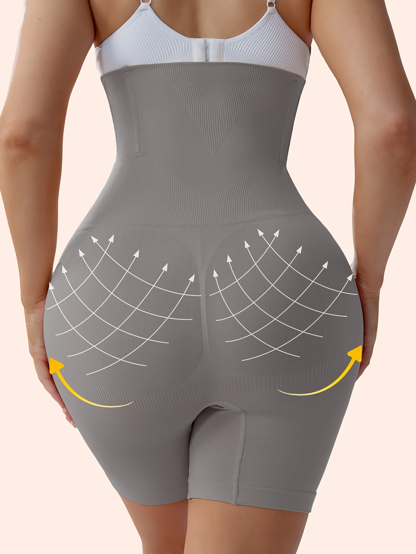 Women's High-Waist Tummy Control Shapewear Shorts Seamless Knit Polyamide Solid