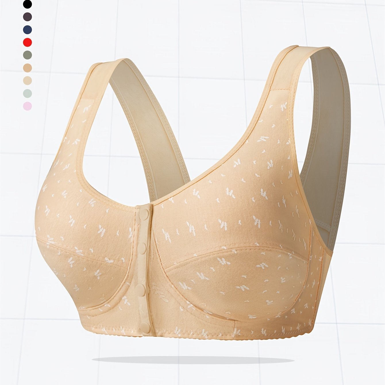 Women's Large Size Printed Front Buckle Yoga Sports Bra Breathable No Wire