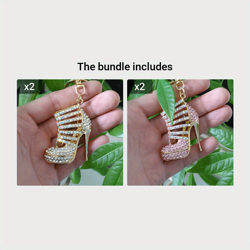 Llavero de aleación con pedrería elegante con cierre de langosta para bolsos y coches