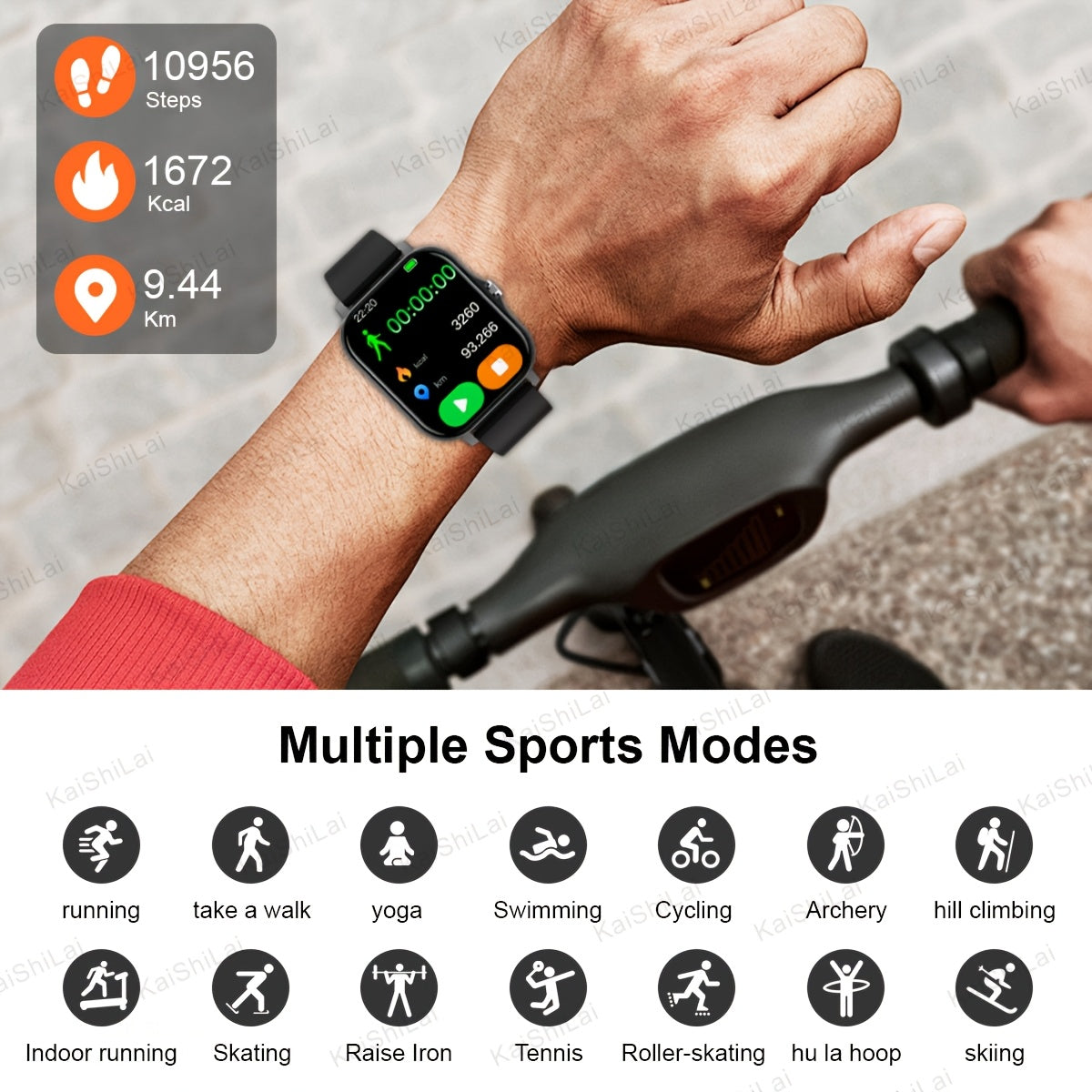 Мужчины и женщины 1,83-дюймовый HD полноэкранный сенсорный умные часы с вызовами и отслеживанием фитнеса