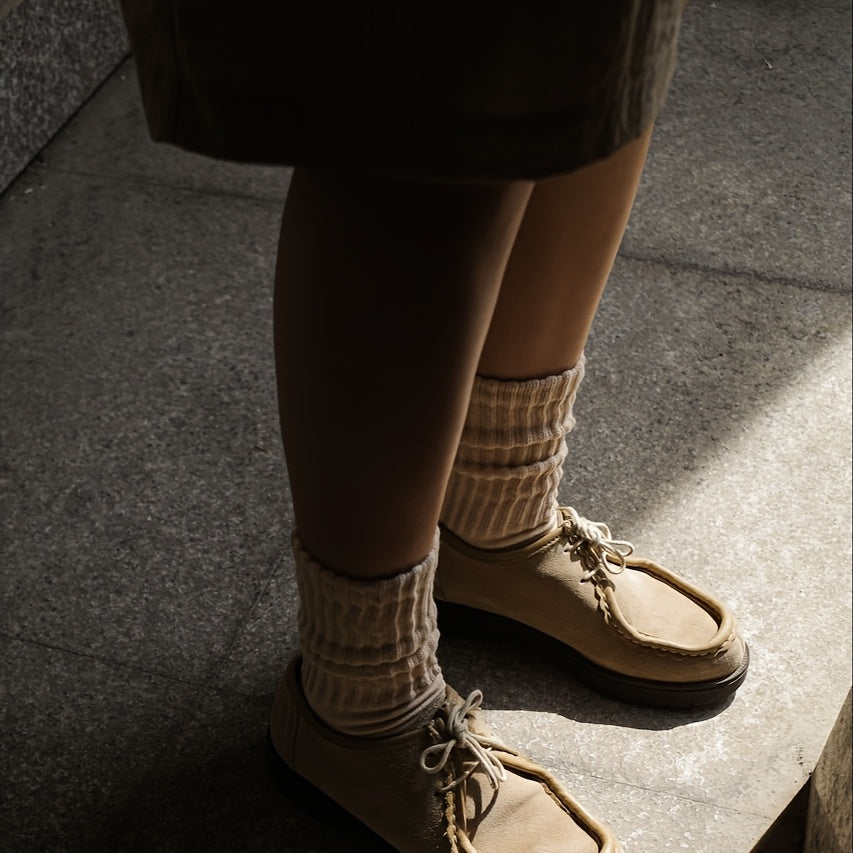 Men's and Women's Retro College Style Knit Socks Breathable Thick All-Season Cotton