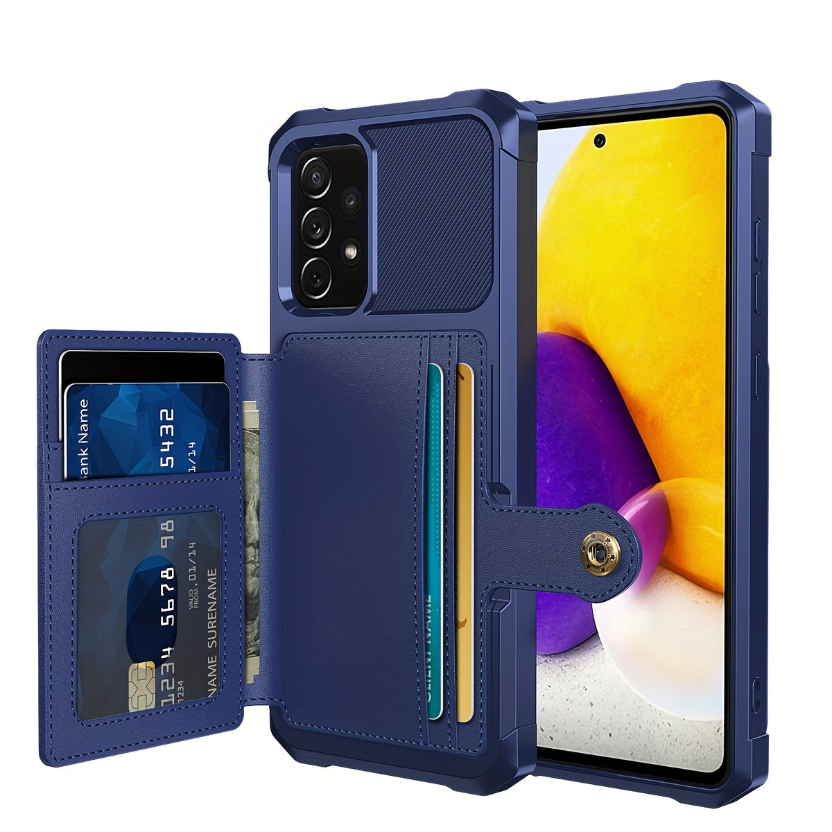 Faux Leather Card Holder Phone Case for Galaxy A55 5G A35 5G with Card Slot Shockproof Durable TPU Flip Wallet
