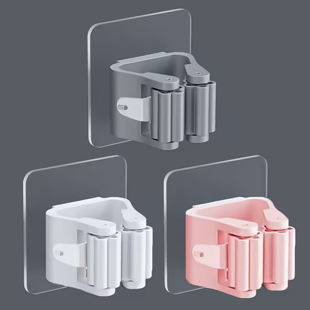 Soporte para fregona y escoba de pared con ganchos desmontables impermeables antideslizantes para organización en hogar, baño, cocina, jardín y garaje