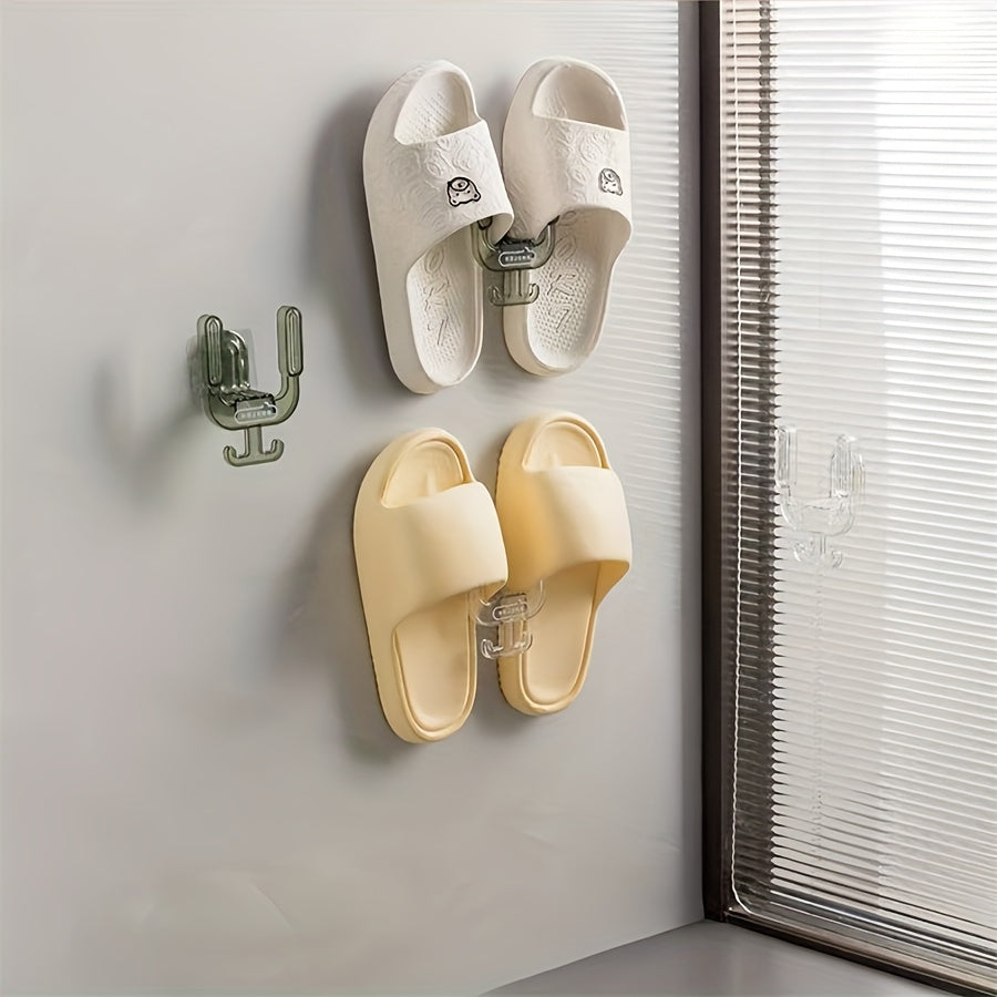Wall-Mounted Bathroom Organizer for Slippers and Towels, Space-Saving Plastic Storage