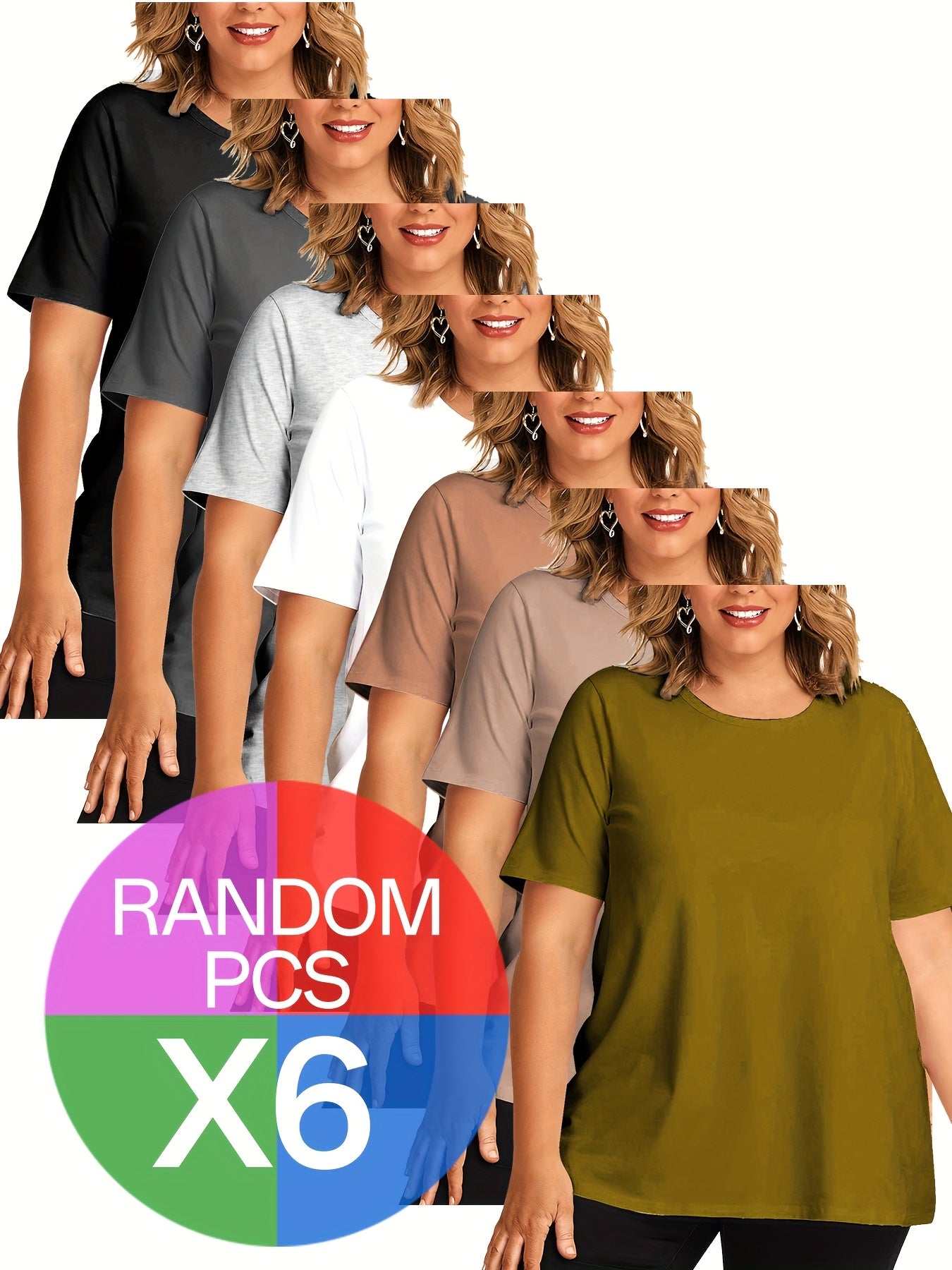 Women’s Plus Size Casual Sporty T-Shirts Soft Breathable Solid Colors