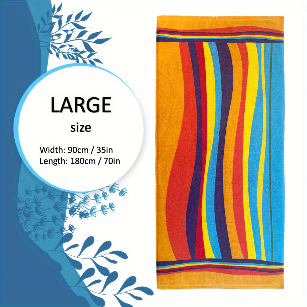 Tropical Stripe Quick-Dry Beach Towel Ultra-Soft Absorbent for Pool Bath