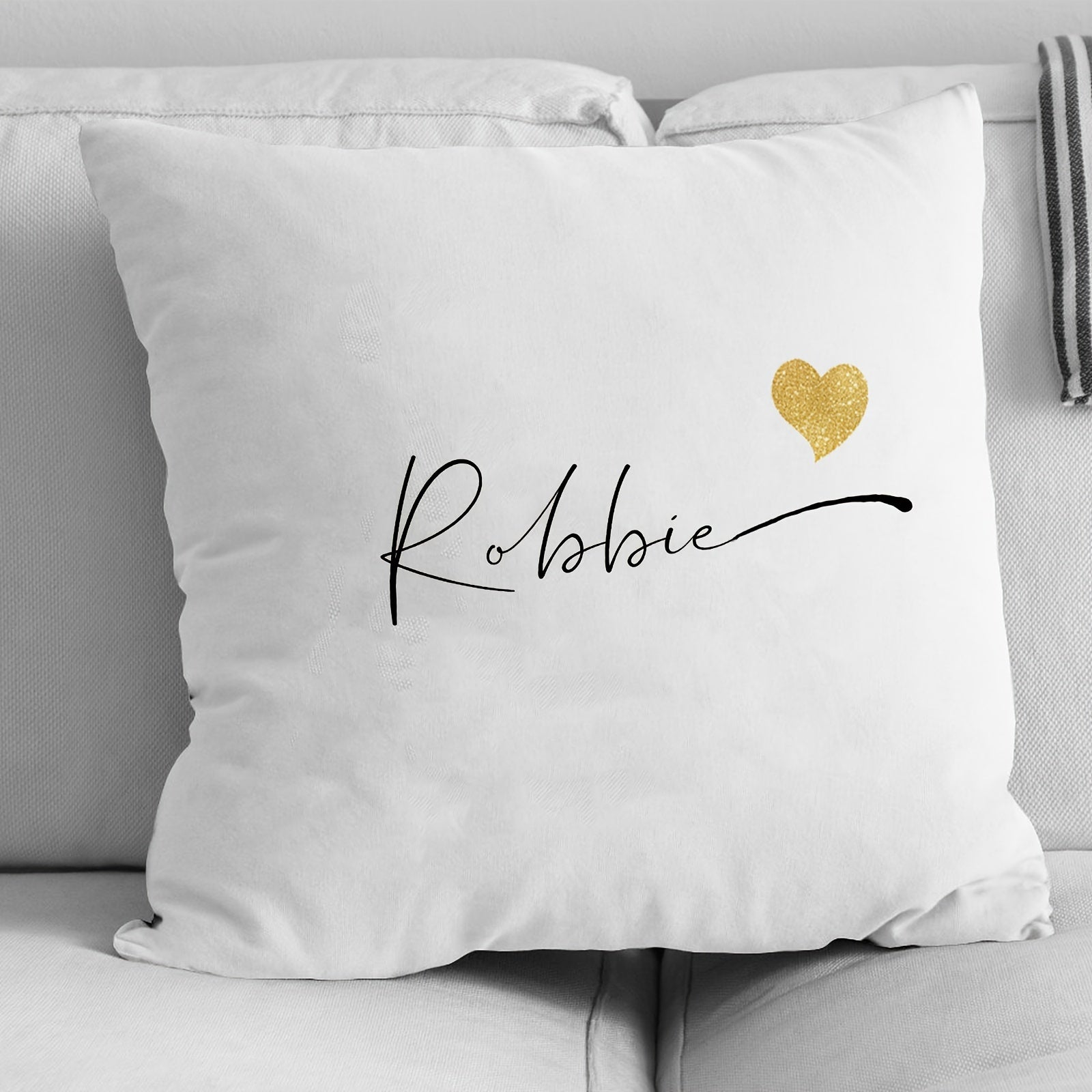 Personalized Velvet Pillowcase with Heart Pattern and Name for Nursery or Home Decor