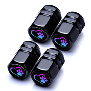 4PCS Tire Valve Covers Auto Car Truck SUV Motorcycle Colorful Footprint