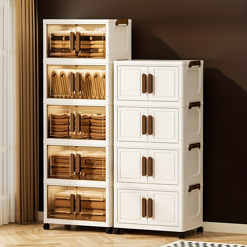 Складные пластиковые контейнеры для хранения на 5 уровней с крышками и колесами для шкафов, ванных комнат, офисов и общежитий.