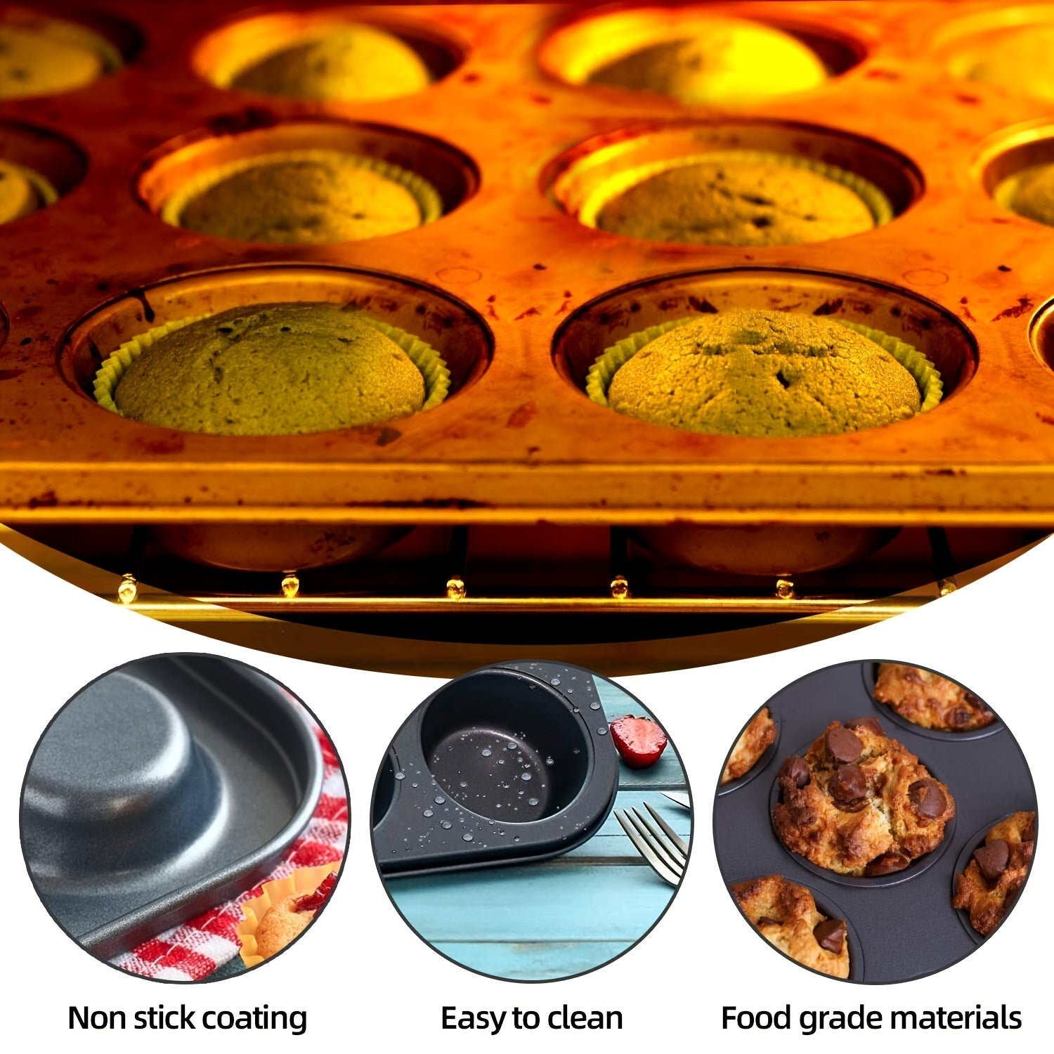 Nonstick 12-Cup Muffin Pan for Oven Baking Kitchen Cookware