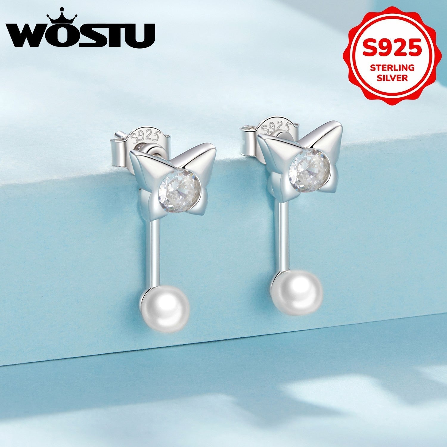 Women's Butterfly Drop Earrings Hypoallergenic Sterling Silver Faux Pearl Gemstone Wedding Gift