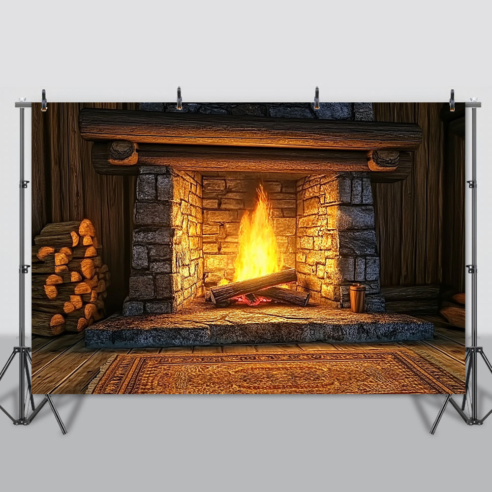 Многофункциональный фон из пламени камина для праздничных фотографий и мероприятий