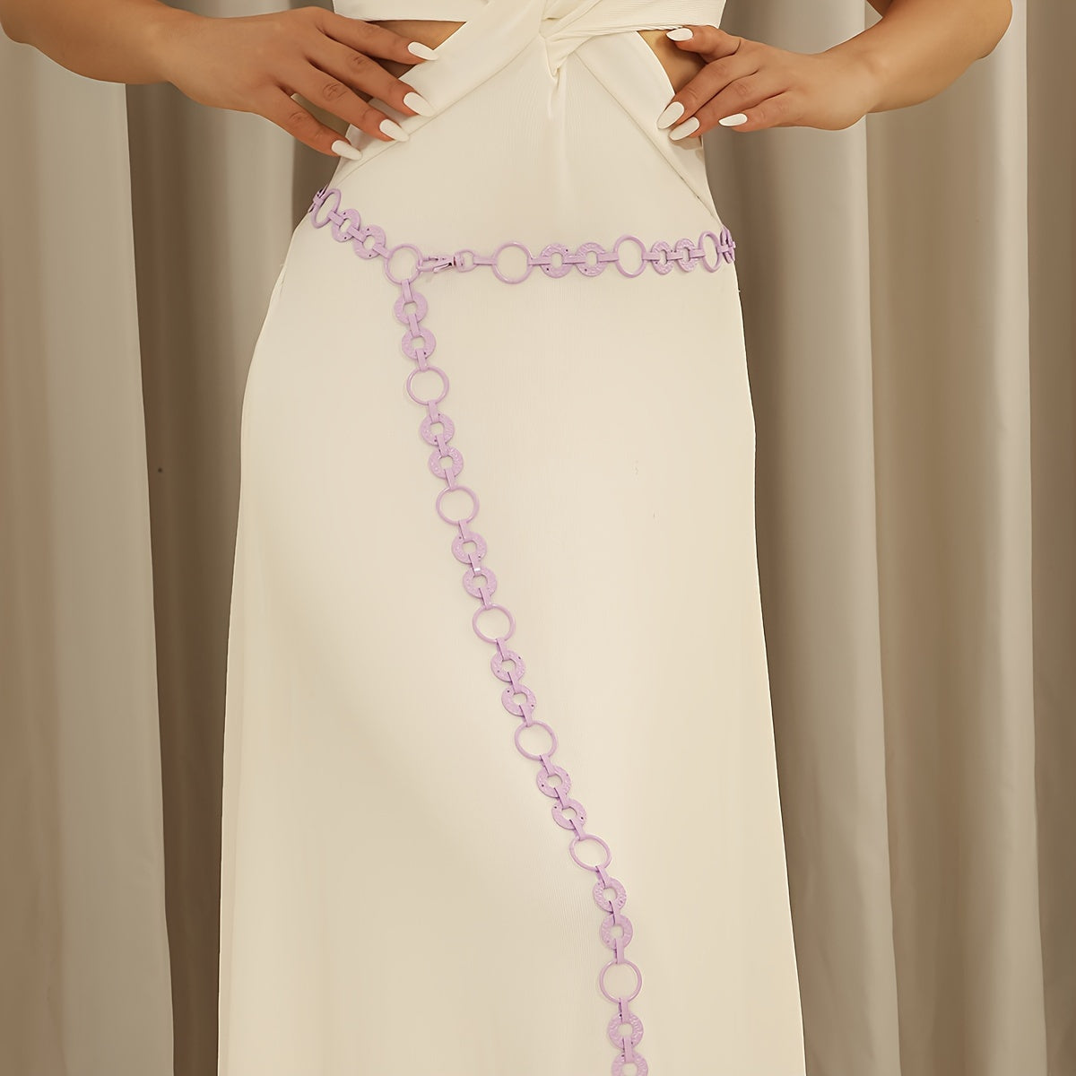 Women's Adjustable Geometric Metal Waist Chain Body Jewelry Belt for Daily Wear