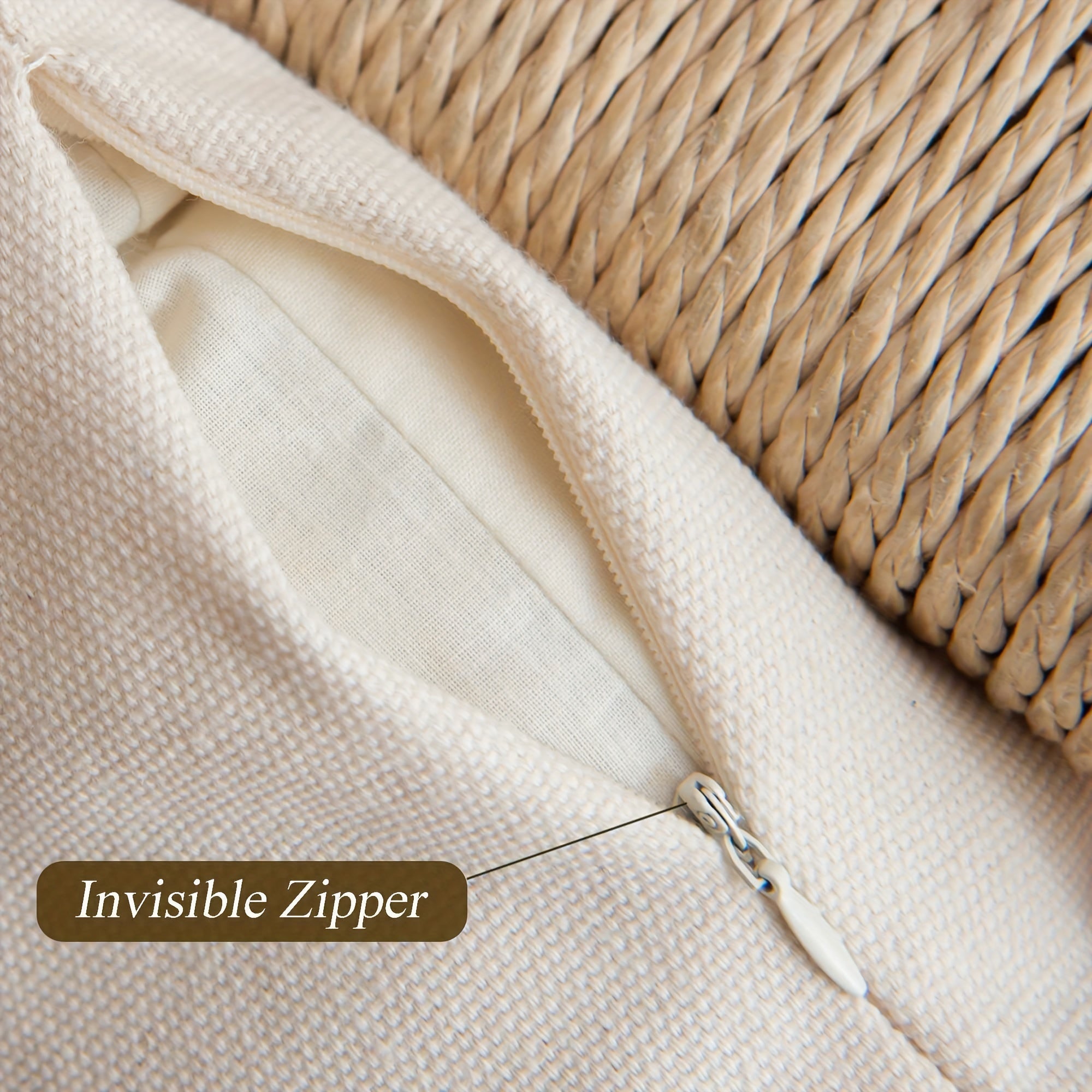 1 шт. Чехол для подушки в стиле фермерского дома с кисточками, из хлопкового мешковины, нейтральный декор для дивана или софы, гостиной или патио. Натуральный бежевый цвет с одним полосатым дизайном, подушка не включена.