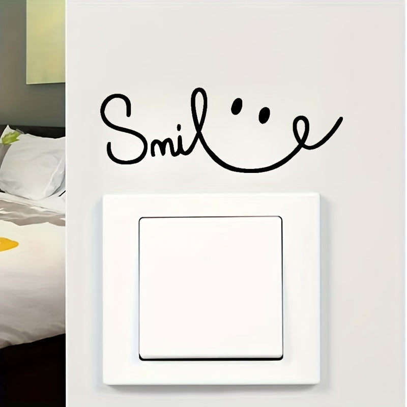 Pegatinas decorativas de vinilo con sonrisa para paredes y vehículos, a prueba de agua, removibles, arte