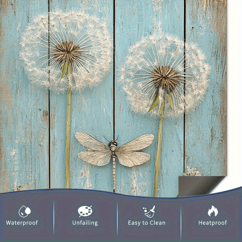 Yorqin ko‘k Dandelion va Dragonfly idish-tovoq magnit suv o'tkazmaydigan, dog‘ga chidamli oshxona dekoratsiyasi