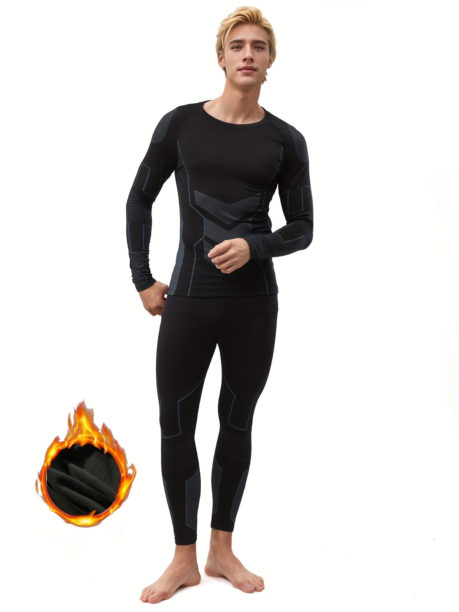 Men's Thermal Underwear Set Polyester Spandex Breathable Quick-Drying Fall Winter