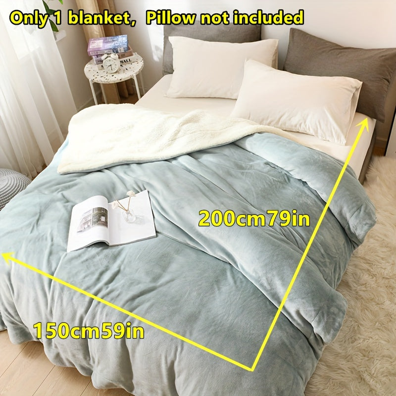 Double-Sided Plush Throw Blanket with Soft Warm Comfort Light Gray Fleece All-Season Knitted Bed Cover