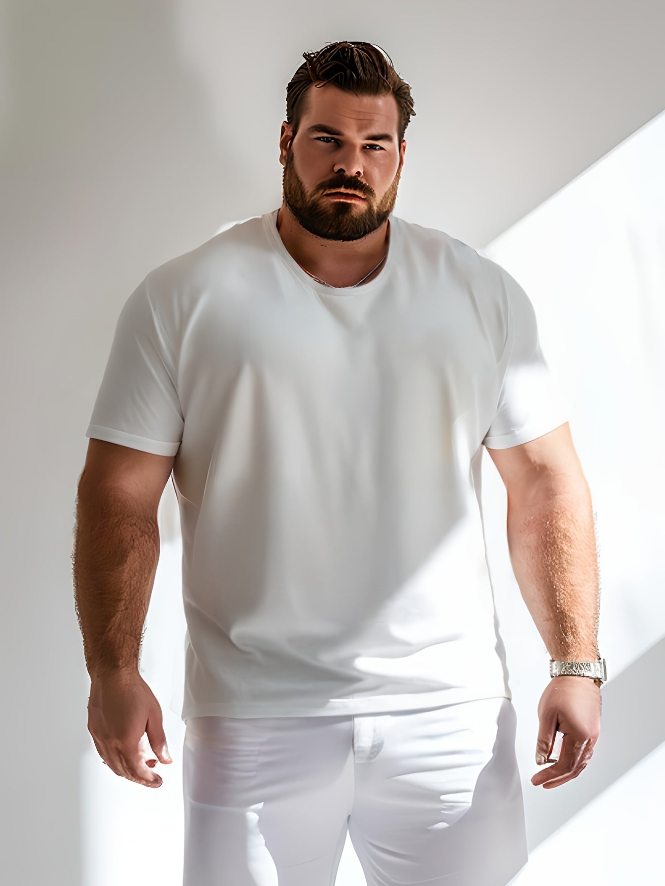 Мужская хлопковая футболка с коротким рукавом, круглый вырез, однотонный цвет, дышащий трикотаж, большой размер для активного отдыха