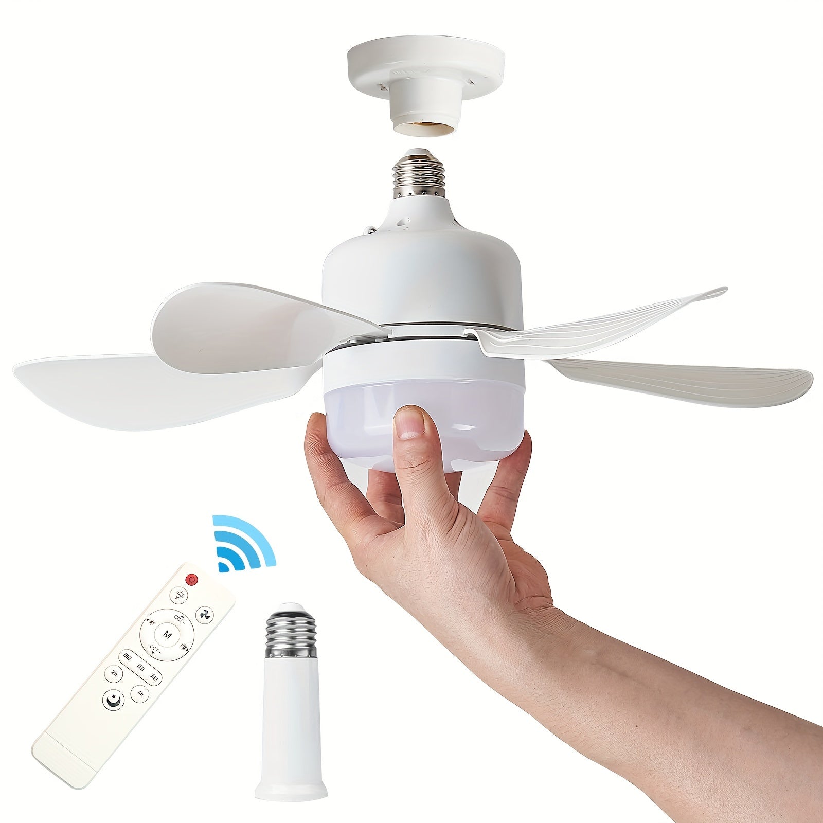 Silent LED Ceiling Fan Light with Remote Control Adjustable Detachable for Home Bedroom Study