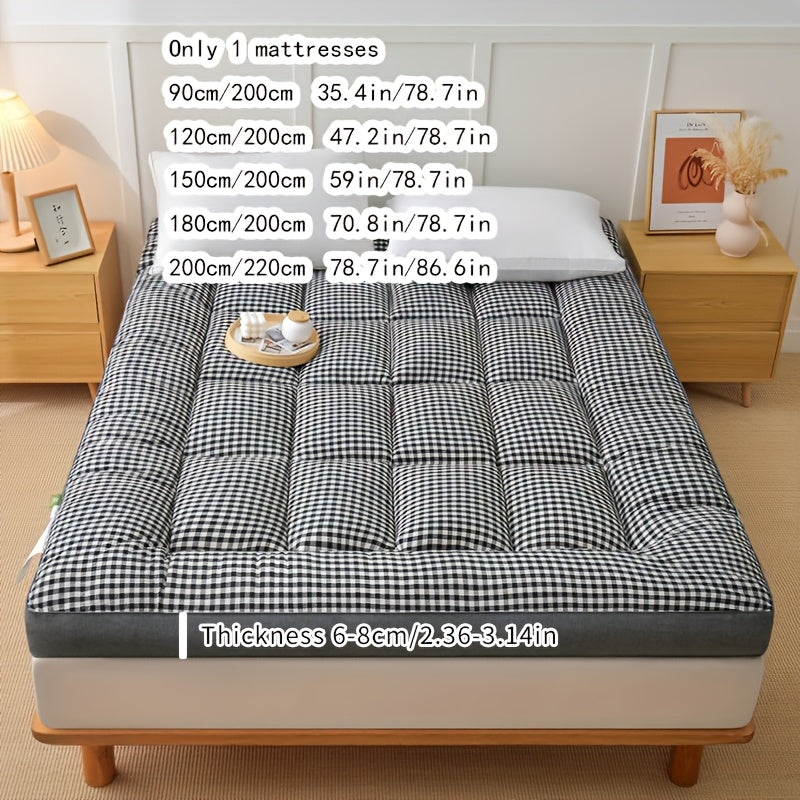 Black Polyester Mattress Topper 6-8cm Deep Pocket Stain-Resistant Washable