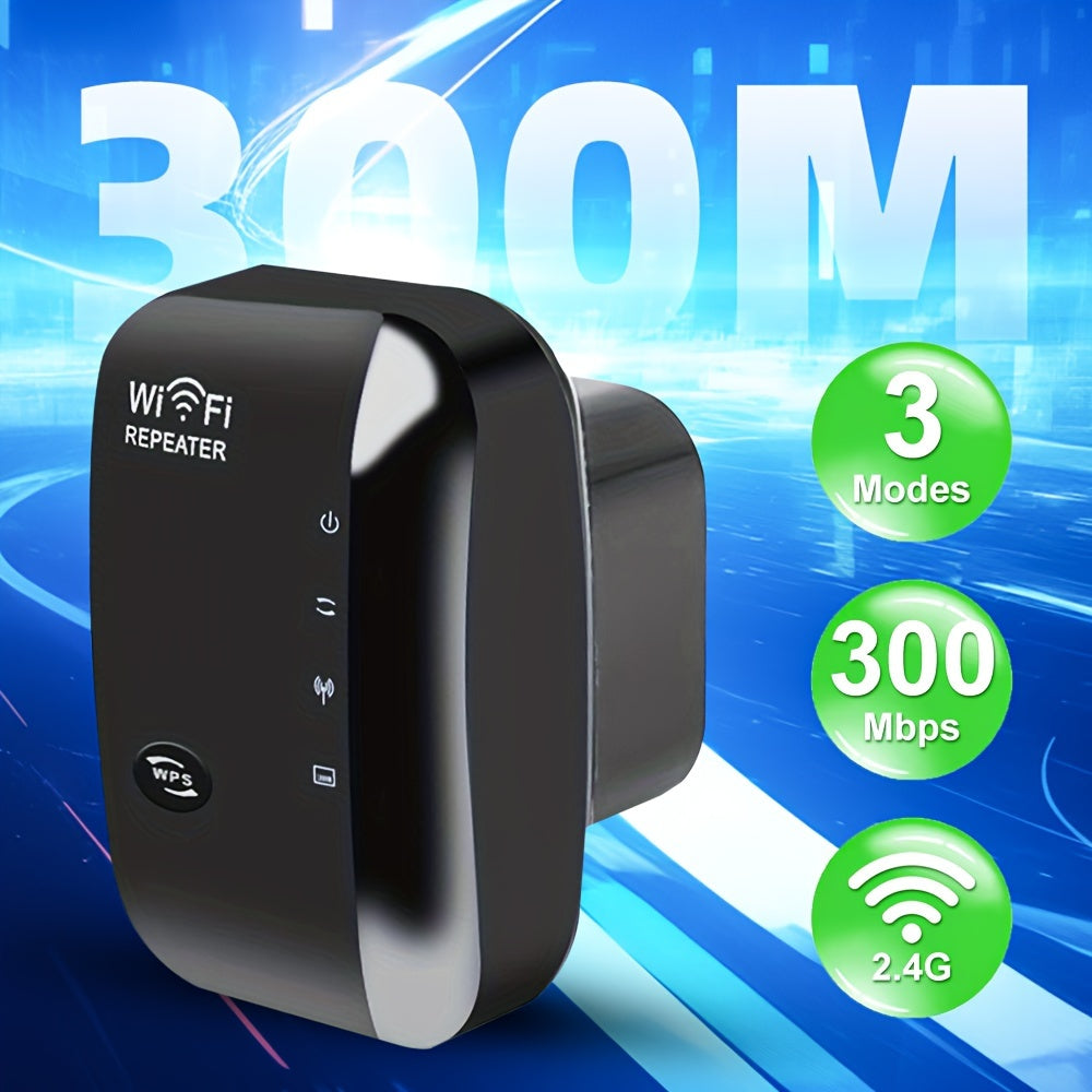 WiFi Extender Boosts Signal to 300Mbps Covers 5000 Sq Ft Ethernet Port Easy Setup Alexa Compatible EU Plug