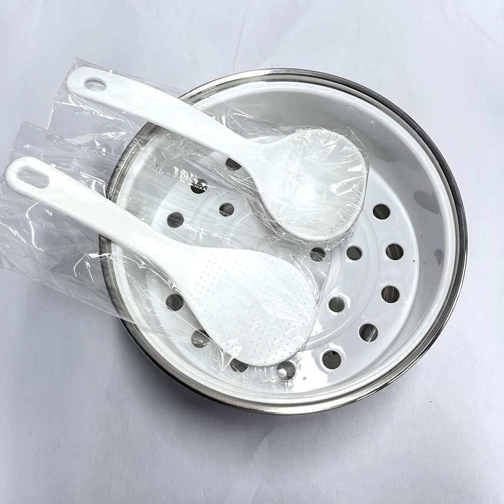 Juego de olla para arroz de acero inoxidable 304 con revestimiento interior antiadherente y cesta de vapor