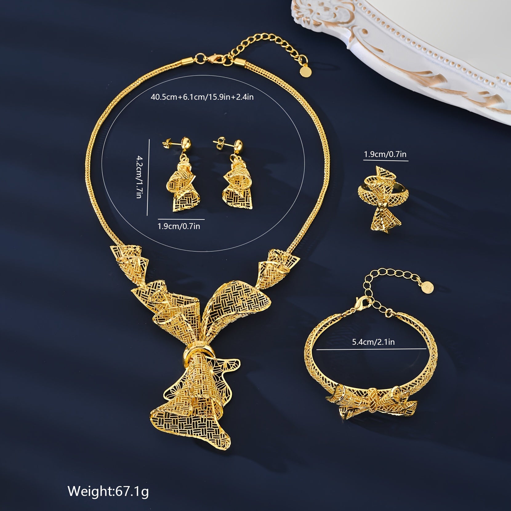 Conjunto de joyería de cobre vintage para mujer, regalo de boda, pendientes colgantes, anillo, collar, mariposa hueca