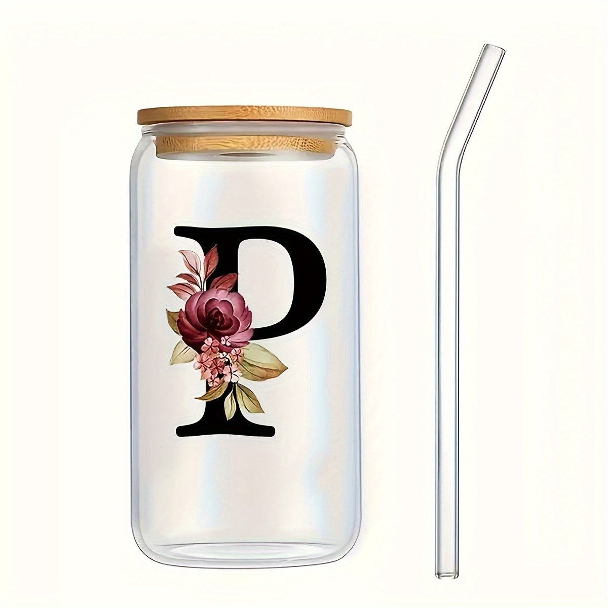 16oz Frosted Glass Cup with Bamboo Lid for Outdoor Camping