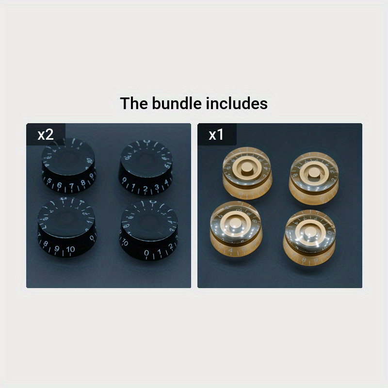 Acrylic Electric Guitar Knobs Set of 4 with 24 Fine Splines for Speed Control