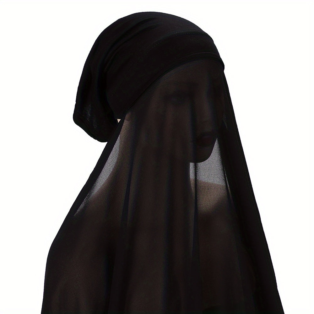 Women's Chiffon Instant Hijab Set with Tube Undercap Lightweight Head Cover