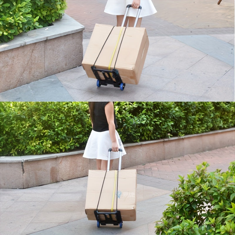 Ultra-Lightweight Portable Trolley Black Folding Aluminum Handle Durable Plastic Metal Four Wheels