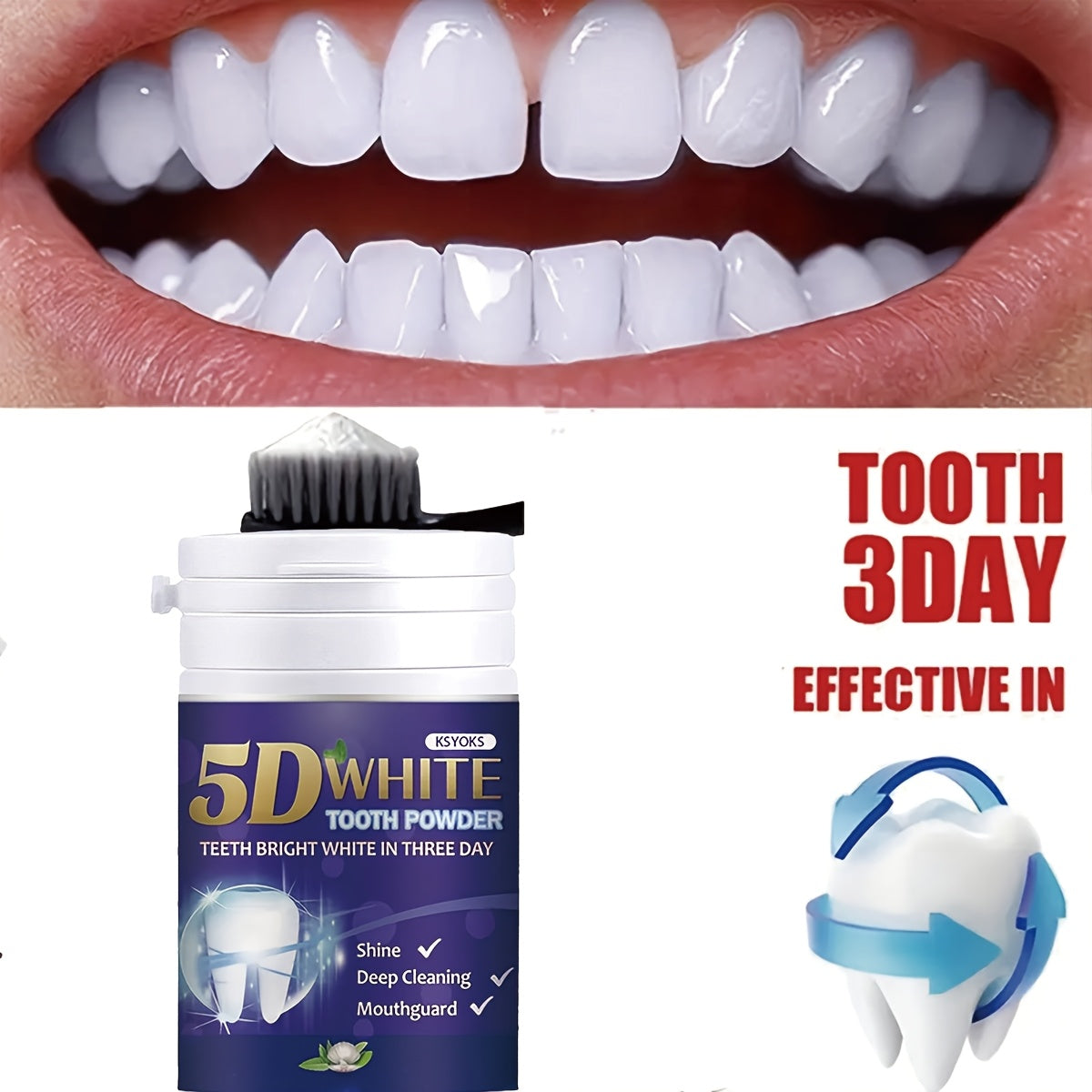 Teeth Whitening Powder Deep Cleansing Toothpaste for Daily Use and Travel