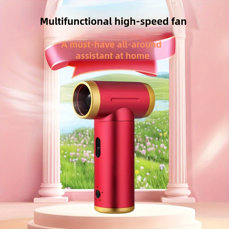 High-Speed 7-in-1 Multi-Function Fan with 80,000 RPM Motor Red and Gold
