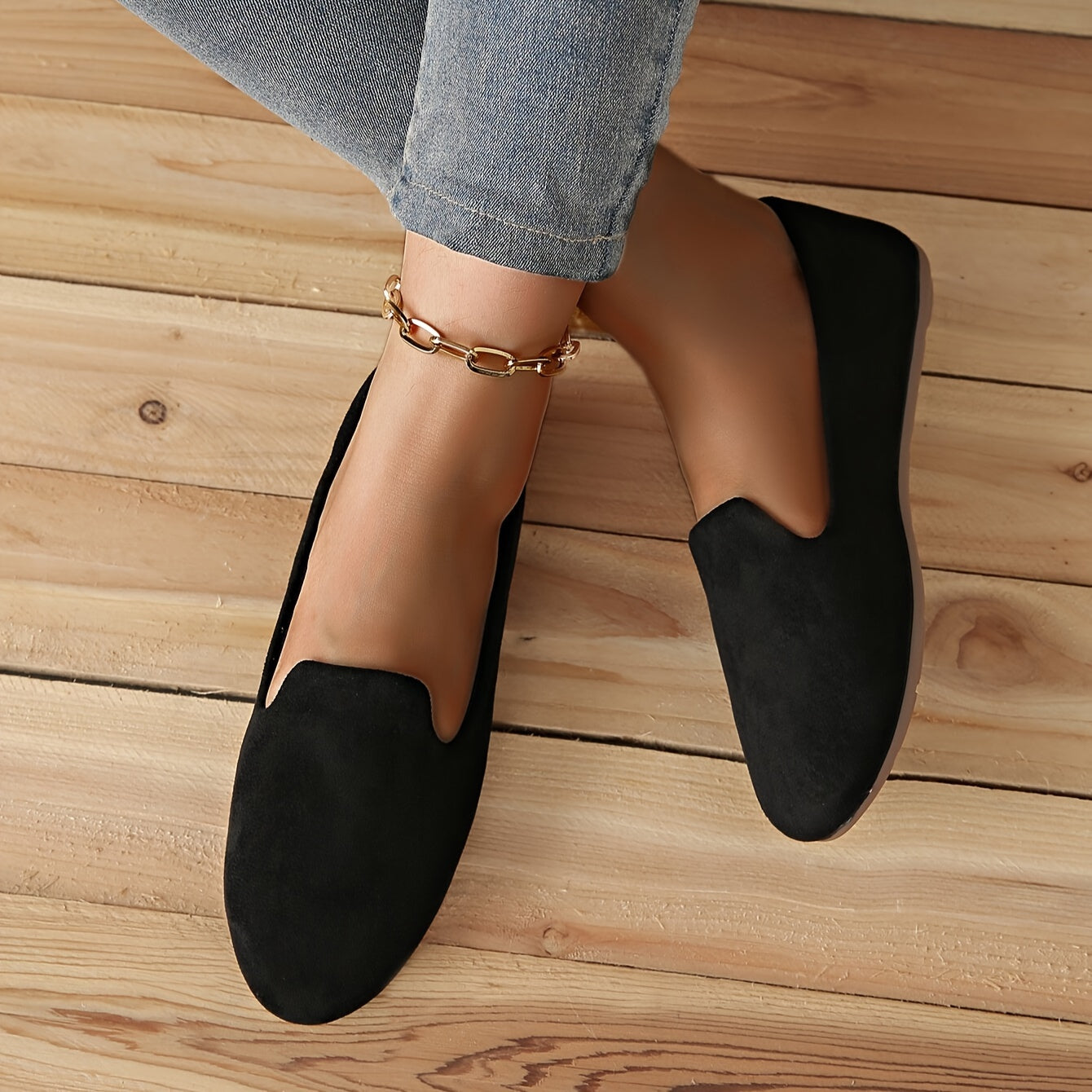 Zapatos planos casuales para mujer con correa en el tobillo parte superior de tela plantilla de microfibra suela de TPR