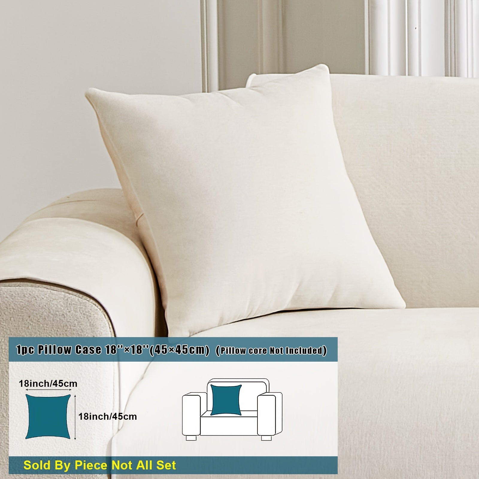 Chenille Sofa Cover Non-Slip Pet-Friendly All Seasons Fits 1-4 Seaters Light Beige