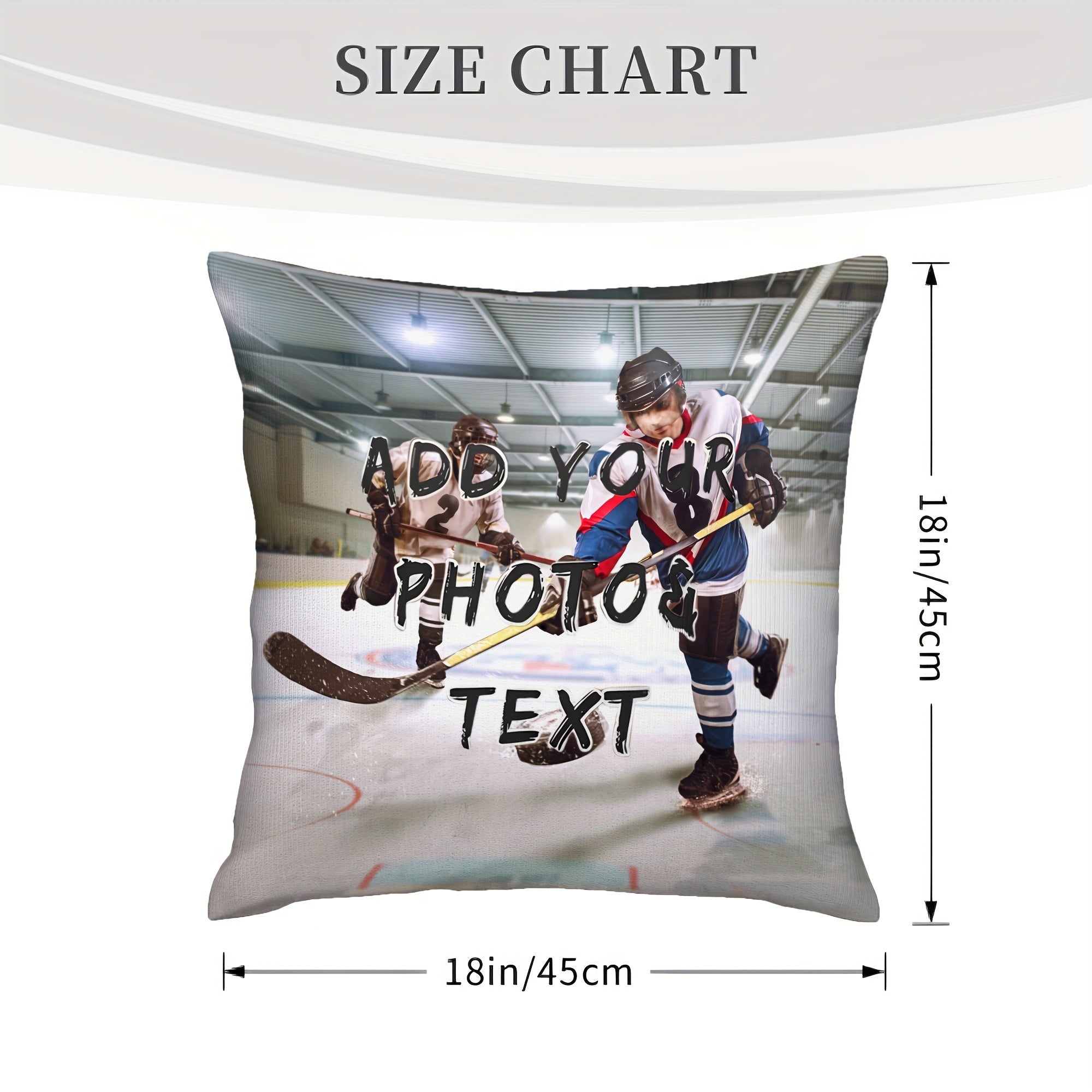 Soft Plush Ice Hockey Photo Pillow Cover Custom Design 45.72x45.72 cm